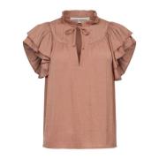 Sofie Schnoor Ruffle Sleeve Rosy Brown Top Brown, Dam