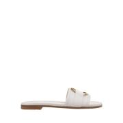 Moncler Vita Läder Slides Bell Stil White, Dam