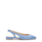 Stuart Weitzman Kontrast Tåkappa Slingback Platt Blue, Dam