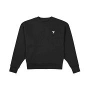 7 Days Active Räfflad Crewneck Sweatshirt Black, Dam