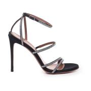 Giuliano Galiano Svarta Satin Strass Mary Sandaler Black, Dam