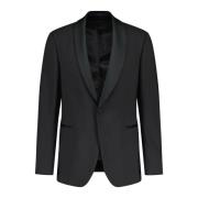 Eduard Dressler Slim-Fit Blazer med Vinklad Bröstficka Black, Herr