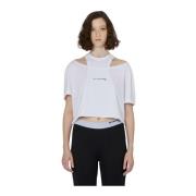 John Richmond Logo Print Crop T-shirt White, Dam