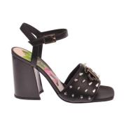 John Richmond Studded Logo High Heel Sandal Black, Dam