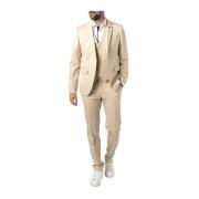 Karl Lagerfeld Mäns Suit Run 3pcs Stilfull 115203 Beige, Herr