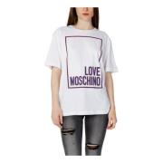 Love Moschino Vit Bomull Tryckt T-shirt Kvinnor White, Dam