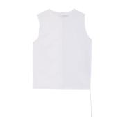 Patrizia Pepe Ärmfri vit T-shirt med sidorynkning White, Dam