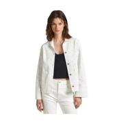 Pepe Jeans Romantisk Jeansjacka med Knappar White, Dam