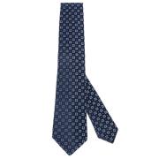 Kiton Handgjord Sidenslips - Sju Veck Blue, Herr