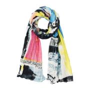 Desigual Svart Tryckt Bomullsscarf för Kvinnor Multicolor, Dam