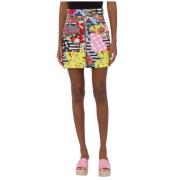 Moschino Patchwork Minikjol med Peace Symbol Dragkedja Multicolor, Dam