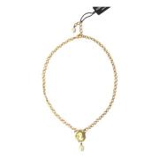 Dolce & Gabbana Guld Kedja Pärla Hänge Charm Halsband Yellow, Dam