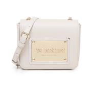 Love Moschino Ivory Axelväska med Logoplatta White, Dam