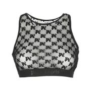 Palm Angels Svart Ärmlös Monogram Top Black, Dam