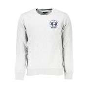 La Martina Broderad Bomull Crewneck Sweatshirt White, Herr