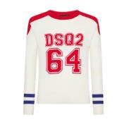 Dsquared2 Stickad Bomull Rund Hals Pullover White, Herr