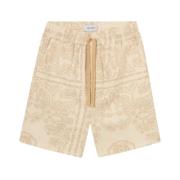 Les Deux Paisley Mönstrad Breezy Dragsko Shorts Beige, Herr