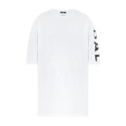 Balmain Vertikal Logo T-shirt - Klassisk Modell White, Herr