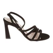 Anna F. Sandal i mocka med ankelrem Black, Dam