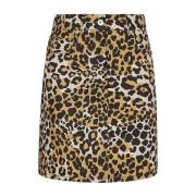 Max Mara Weekend Leopardmönstrad Bomullsminikjol Multicolor, Dam