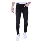 Local Fanatic Slim-Fit hHrrjeans Med Stretch Med Hål - XXA Black, Herr