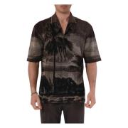 Roberto Collina Jacquard palm skjorta Black, Herr
