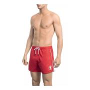 Bikkembergs Röda Tryckta Badshorts för Kvinnor Red, Herr