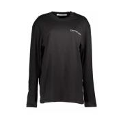 Calvin Klein Reflekterande Tryck Långärmad Bomull T-Shirt Black, Herr