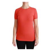 Dolce & Gabbana Röd Bomull Crewneck T-shirt Uppgradering Red, Dam