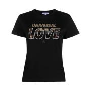 Patrizia Pepe Bomull T-shirt med Brand Design Black, Dam