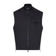 Kiton Svart Bomullsväst Blouson Black, Herr