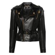 Elisabetta Franchi Bikerjacka med bälte Black, Dam