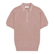 Laneus Bomull Mesh Polo med knapp fram Pink, Herr