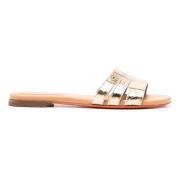 Santoni Mocka Läder Slides Beige, Dam