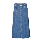 Liu Jo Denim Midi Kjol med Juvelspänne Blue, Dam