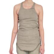 Rick Owens Vaxad Tanktopp Rå Skuren Stil Beige, Dam