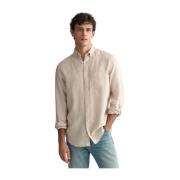 Gant Linneskjorta - Sommarstil Beige, Herr