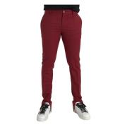 Dolce & Gabbana Röda Ull Slim Fit Dressbyxor Red, Herr