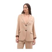 Phisique du Role Beige Twill Single-Breasted Blazer Beige, Dam