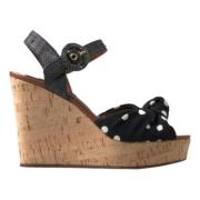 Dolce & Gabbana Polka-Dot Ankelrem Kilklackar Black, Dam