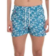 Kiton Bladtryck Boardshort med Stretch Midja Multicolor, Herr