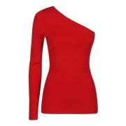 Victoria Beckham Elegant One Shoulder Top Red, Dam