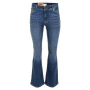 DNM Pure Flare Jeans i Medium Blue Denim Blue, Dam