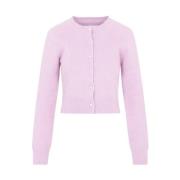 Maison Margiela Fluffy Angora Cardigan Pink Purple Pink, Dam