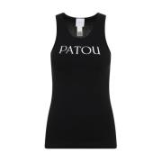 Patou Svart Bomull Tank Top med Logo Black, Dam