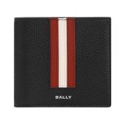 Bally Svart läderplånbok med signaturrem Black, Herr