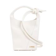 Jacquemus Neutral Bucketväska med Knuten Rem White, Dam