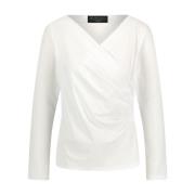 Jane Lushka Wrap Silhouette V-Neck Blus Vit White, Dam