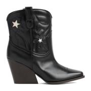 Stella McCartney Svarta Cowboy Ankelboots med Stjärnor Black, Dam