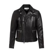 Alexander McQueen Svart Läder Bikerjacka Black, Herr